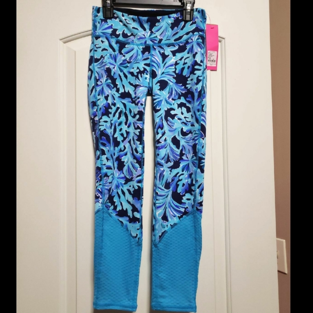Lilly Pulitzer Bright Navy In Too Deep weekender midi leggings NWT XS